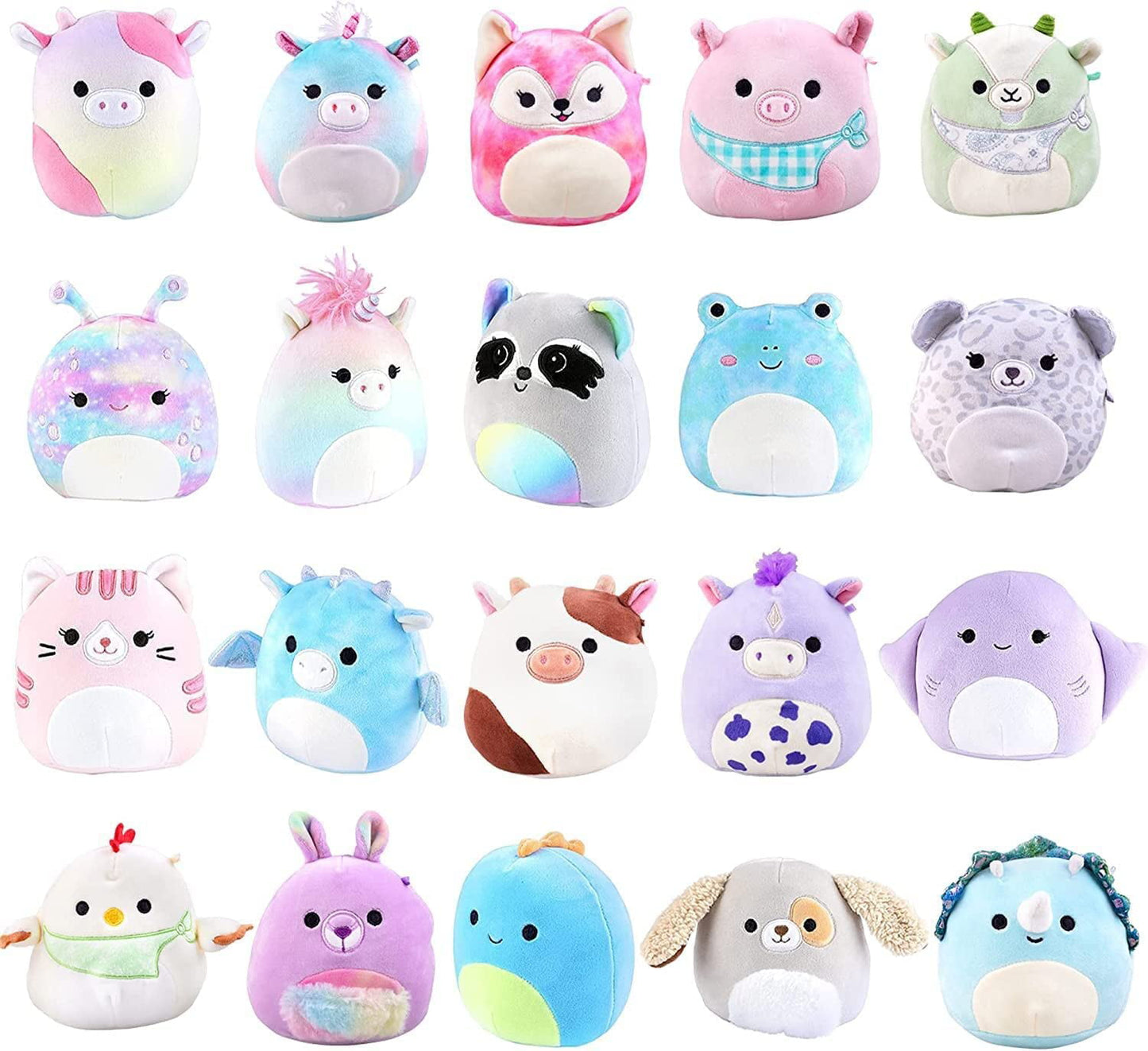 Squishmallow 5" Plush Mystery Box, 5-Pack - Assorted Set of Various Styles - Official Kellytoy - Cute and Soft Squishy Stuffed Animal Toy