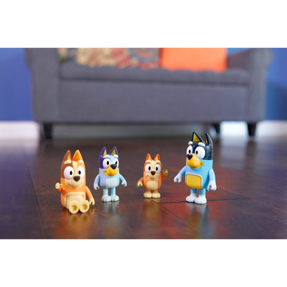 Bluey & Family 4 Pack of 2.5-3" Figures, Including Bluey, Bingo, Mum & Dad