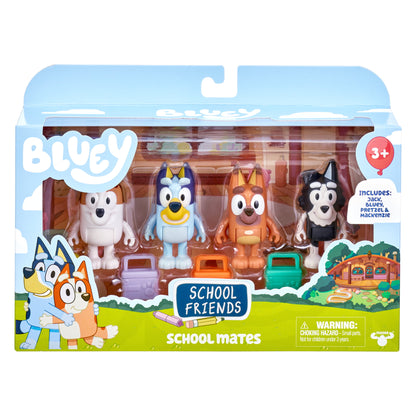 Bluey, School Friends - Bluey, Jack, Pretzel and Mackenzie ,4-Pack, 2.5-3 inch Figures, Preschool, Ages 3+