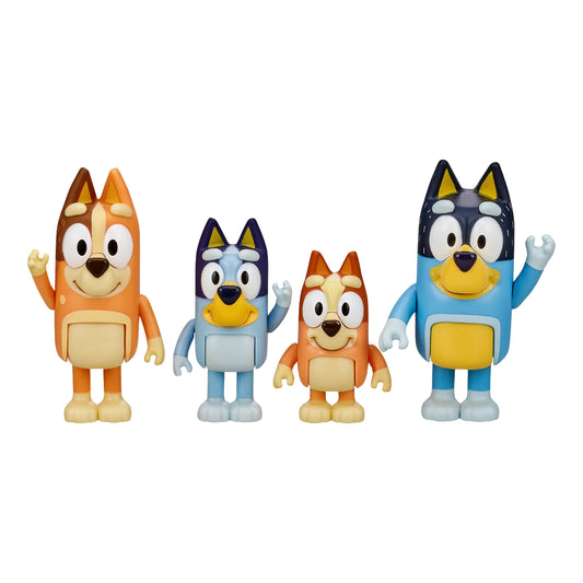 Bluey & Family 4 Pack of 2.5-3" Figures, Including Bluey, Bingo, Mum & Dad