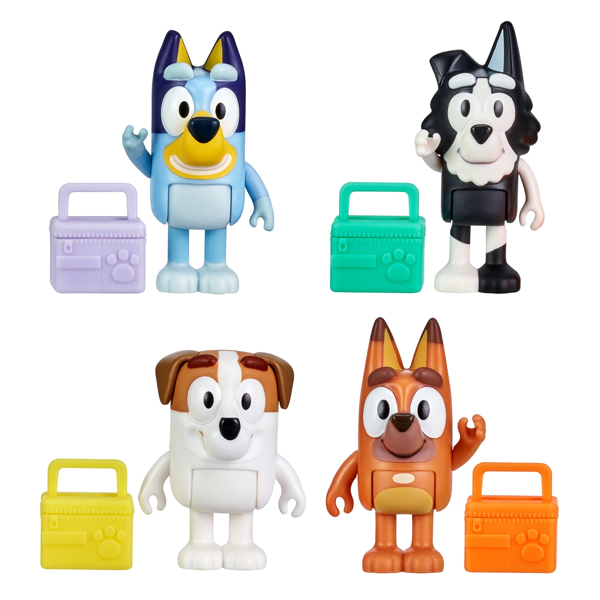 Bluey The Show 4-Pack, 2.5-3 inch Figures, Bluey's family - Bluey, Bingo,  Chilli (Mum) and Bandit (Dad), Preschool, Toys for Kids, Ages 3+