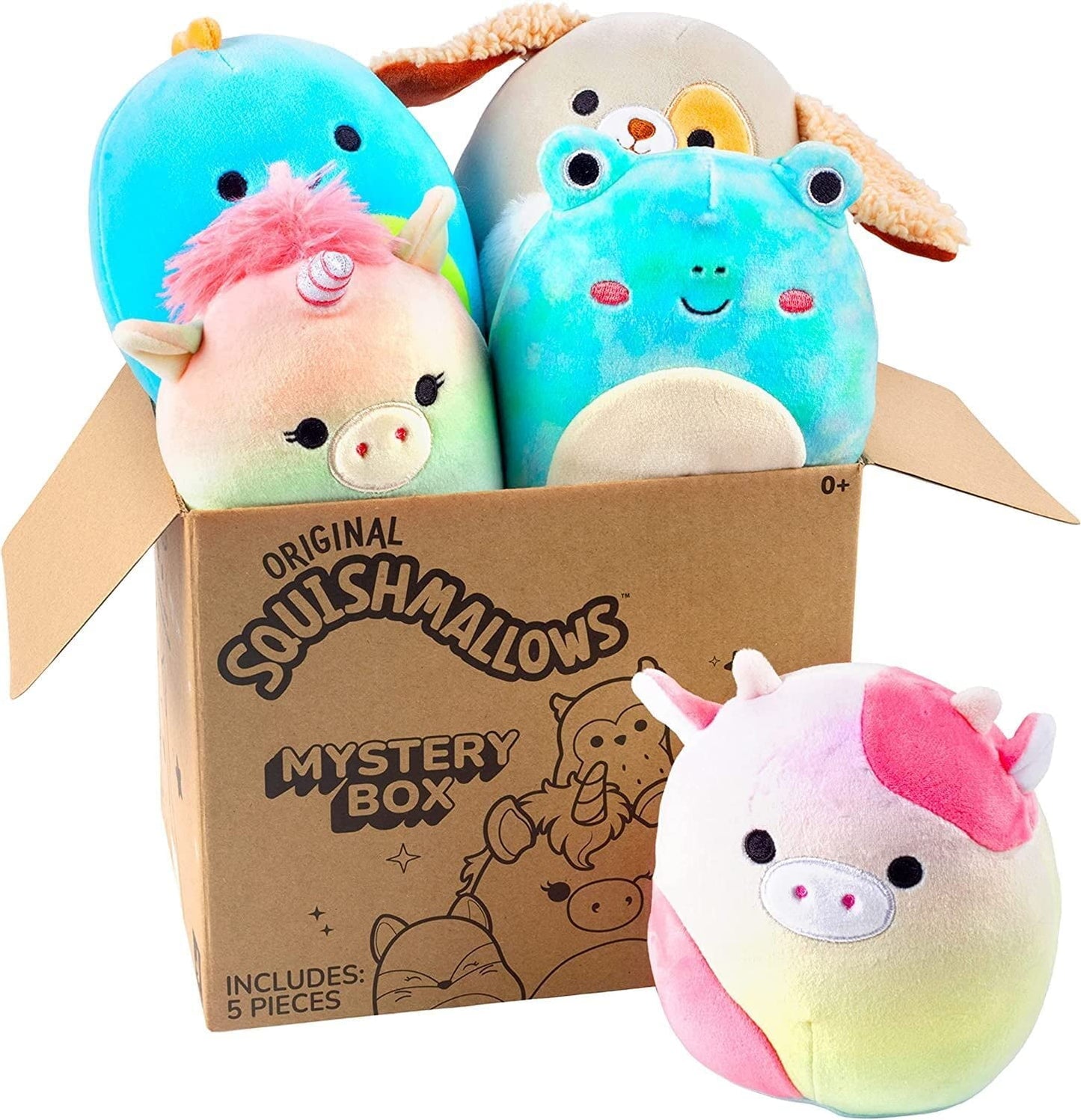 Squishmallow 5" Plush Mystery Box, 5-Pack - Assorted Set of Various Styles - Official Kellytoy - Cute and Soft Squishy Stuffed Animal Toy