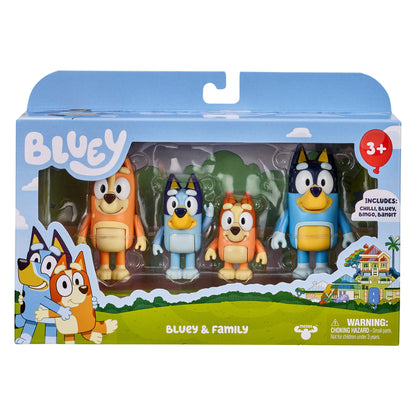 Bluey & Family 4 Pack of 2.5-3" Figures, Including Bluey, Bingo, Mum & Dad