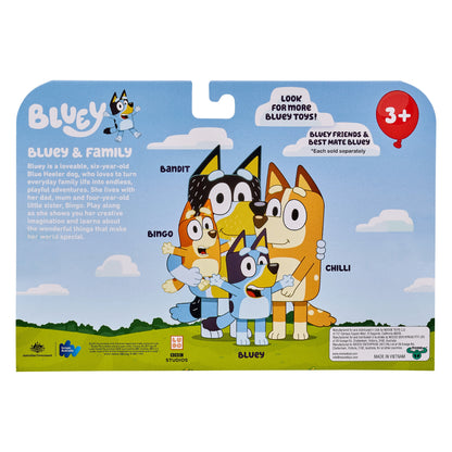 Bluey & Family 4 Pack of 2.5-3" Figures, Including Bluey, Bingo, Mum & Dad